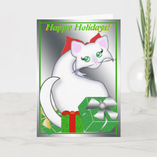 Cartes Pour Fêtes Annuelles Verts de vacances de Bianca Toon Kitty