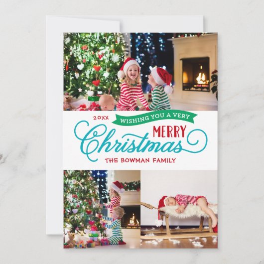 Cartes Pour Fêtes Annuelles Very Merry Christmas Script 3 photo (Devant)