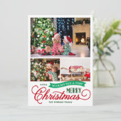 Cartes Pour Fêtes Annuelles Very Merry Christmas Script 3 photo (Debout devant)
