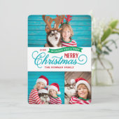 Cartes Pour Fêtes Annuelles Very Merry Christmas Script 3 photo (Debout devant)