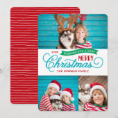 Cartes Pour Fêtes Annuelles Very Merry Christmas Script 3 photo (Devant / Derrière)