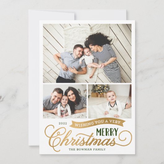 Cartes Pour Fêtes Annuelles Very Merry Christmas Script 3 photo (Devant)