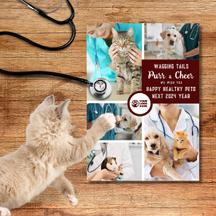 Cartes Pour Fêtes Annuelles Vet Practice Doctor Logo Photo Collage Xmas
