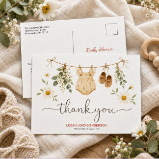 Cartes Pour Fêtes Annuelles Vêtements de ligne de fleurs sauvages neutres pour