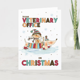 Cartes Pour Fêtes Annuelles Vétérinaire sur Noël Wiener Chien et Chat