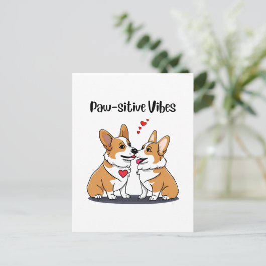 Cartes Pour Fêtes Annuelles Vibes Corgis en amour (Debout devant)