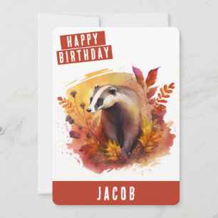 Cartes Pour Fêtes Annuelles Vibes d'automne Badger Birthday Card