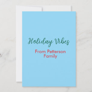 Cartes Pour Fêtes Annuelles Vibes de vacances rouge Noël ajouter nom de famill