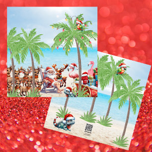 Cartes Pour Fêtes Annuelles Vibes D'Été Tropicales Noël En Juillet Fête