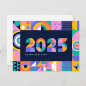Cartes Pour Fêtes Annuelles Vibrant 2025 Nouvel An (Devant / Derrière)