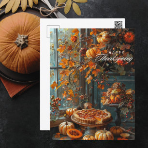 Cartes Pour Fêtes Annuelles Vibrant Automne Feuilles Citrouille tarte Thanksgi