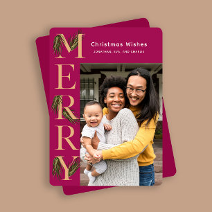 Cartes Pour Fêtes Annuelles Vibrant Berry Merry Pine photo Noël
