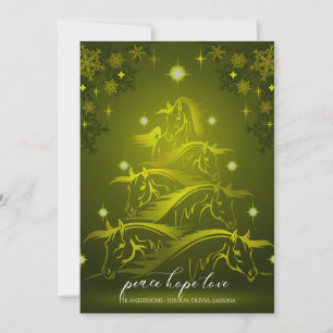 Cartes Pour Fêtes Annuelles Vibrant Gold Green Chevaux de Noël Abstraits
