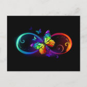 Cartes Pour Fêtes Annuelles Vibrant infinity with rainbow butterfly on black (Devant)