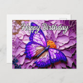 Cartes Pour Fêtes Annuelles Vibrant mignon Belle conception papillon (Devant / Derrière)