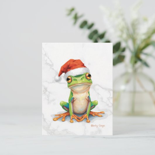 Cartes Pour Fêtes Annuelles Vibrant Tree Frog Christmas (Debout devant)