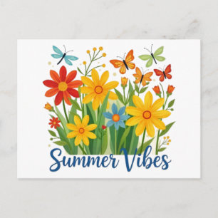 Cartes Pour Fêtes Annuelles Vibrations d'été Floral avec Papillons-64534