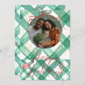 Cartes Pour Fêtes Annuelles Vichy vert rétro (Devant / Derrière)