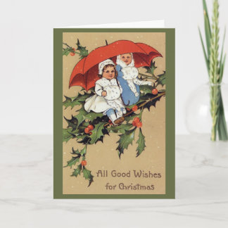 Cartes Pour Fêtes Annuelles Victorian Children Christmas Greeting Card