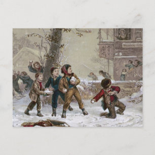 Cartes Pour Fêtes Annuelles Victorian Christmas Snowball Combat