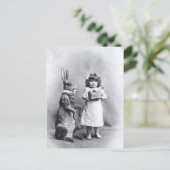 Cartes Pour Fêtes Annuelles Victorian Easter Bunny avec Girl (Debout devant)
