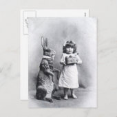 Cartes Pour Fêtes Annuelles Victorian Easter Bunny avec Girl (Devant / Derrière)