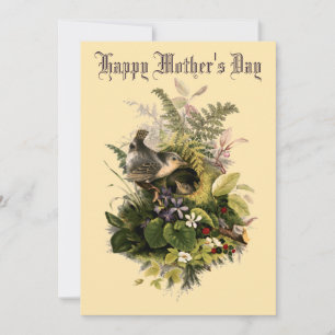 Cartes Pour Fêtes Annuelles Victorian Era Wren's Nest & Flowers Mother's Day
