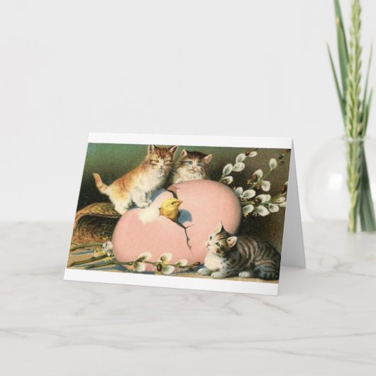 Cartes Pour Fêtes Annuelles Victorian Kittens And Hatching Chick Easter Card (Devant)