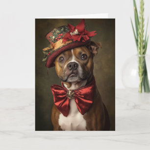 Cartes Pour Fêtes Annuelles Victorian Staffordshire Bull Terrier Noël