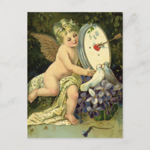 Cartes Pour Fêtes Annuelles Victorian Valentines Day, Vintage Angel Inséparabl