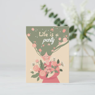 Cartes Pour Fêtes Annuelles VIE customisée EST UNE FÊTE PRINTEMPS FLORAL