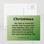 Cartes Pour Fêtes Annuelles Vie éternelle Noël Jean 3-16 (Devant / Derrière)