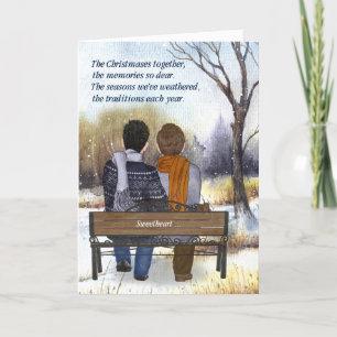 Cartes Pour Fêtes Annuelles Vie Partenaire Noël Deux Hommes Gay Couple hiver