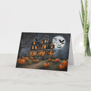 Cartes Pour Fêtes Annuelles Vieille maison d'Halloween et citrouilles