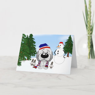 Cartes Pour Fêtes Annuelles Vieille scène hivernale de Sheepdog Anglais