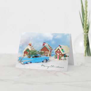 Cartes Pour Fêtes Annuelles Vieille voiture avec arbre de Noël