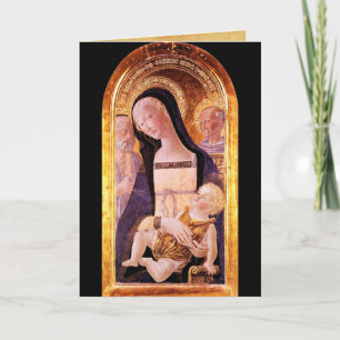 Cartes Pour Fêtes Annuelles VIERGE AVEC ENFANT ET SAINTS, parchemin