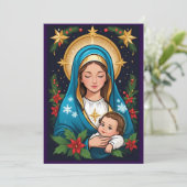 Cartes Pour Fêtes Annuelles Vierge catholique chrétienne Marie Noël (Debout devant)