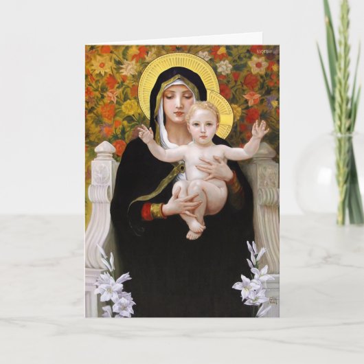 Cartes Pour Fêtes Annuelles Vierge et enfant + Liliers blancs (Devant)