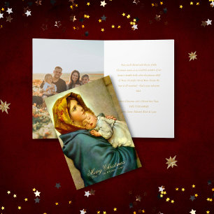Cartes Pour Fêtes Annuelles Vierge Marie & Jésus avec photo Noël catholique