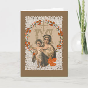 Cartes Pour Fêtes Annuelles Vierge Marie Jésus catholique Thanksgiving Automne