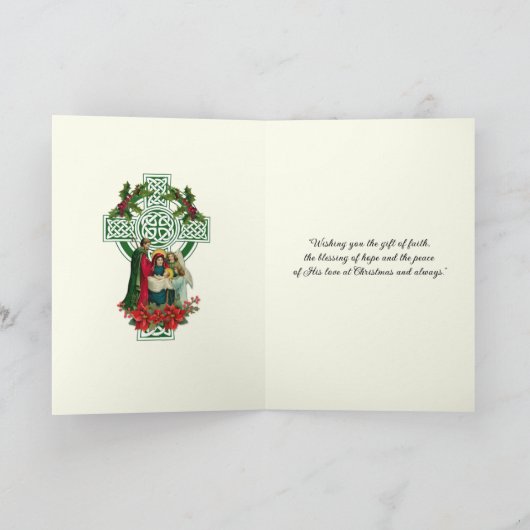 Cartes Pour Fêtes Annuelles Vierge Marie Jésus Poinsettias de la Nativité Irla (Intérieur)