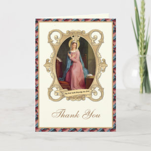 Cartes Pour Fêtes Annuelles Vierge Marie Religieuse Catholique Élégante Floral