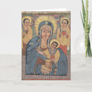 Cartes Pour Fêtes Annuelles Vierge noire et enfant, Noël éthiopien