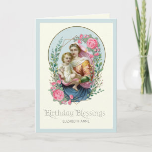 Cartes Pour Fêtes Annuelles Vierge religieuse Marie Jésus Anniversaire catholi