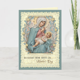 Cartes Pour Fêtes Annuelles Vierge religieuse Marie Jésus Fête des mères catho