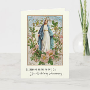 Cartes Pour Fêtes Annuelles Vierge religieuse Marie Mariage catholique Rose