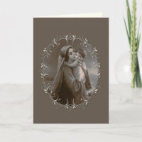 Vierge vintage et enfant avec cadre argenté