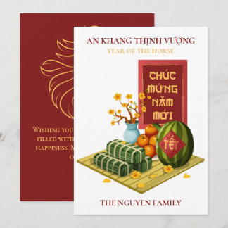 Cartes Pour Fêtes Annuelles Vietnamese Tet Year of the Horse with Food 
