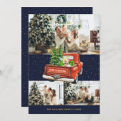 Cartes Pour Fêtes Annuelles Vieux Camion Rouge Labrador Chien Bleu Photo Noël (Devant / Derrière)